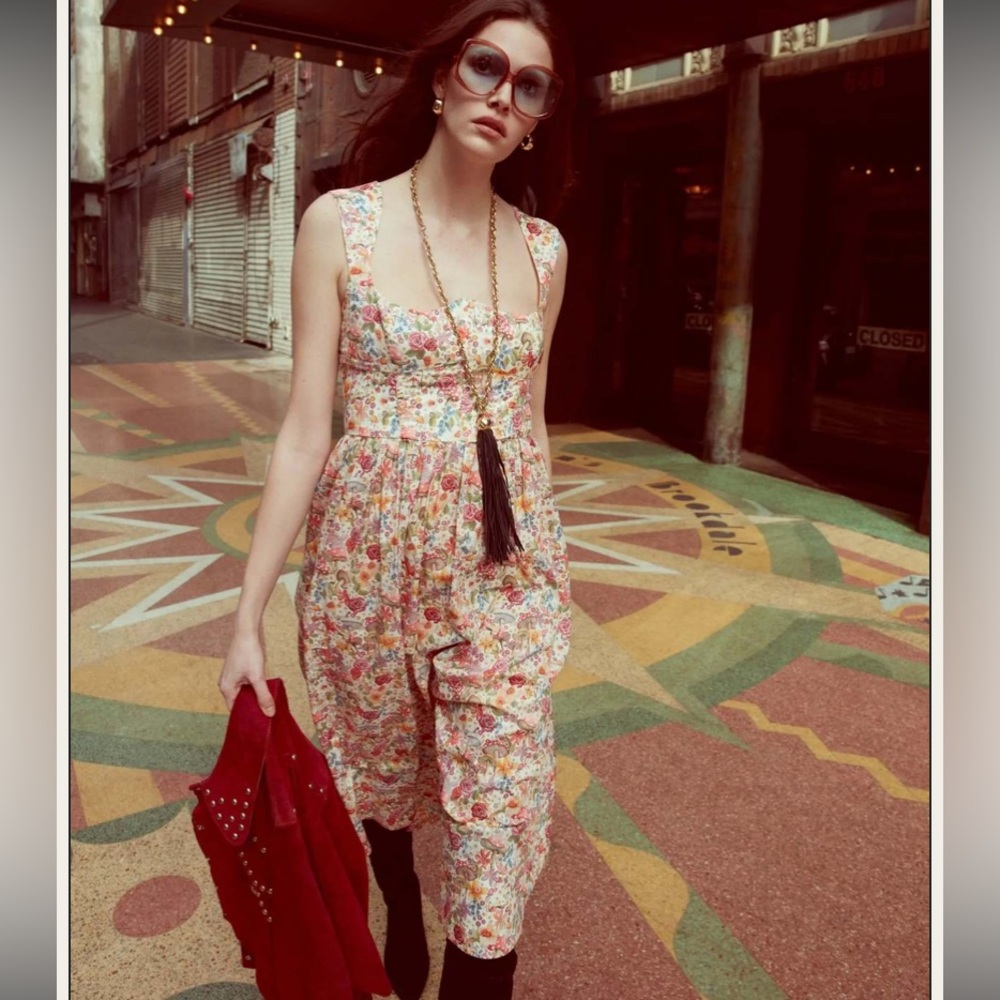 FOR LOVE & LEMONS THEODORA MIDI DRESS - PINK Size Medium - Picture 3 of 16